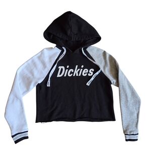 Dickies Colorblock Black and Gray Crop Hoodie Small